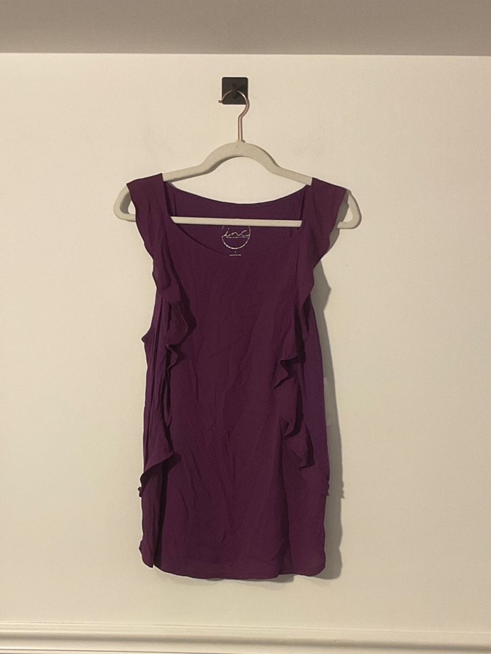INC International Concepts Purple Ruffle Tank Top